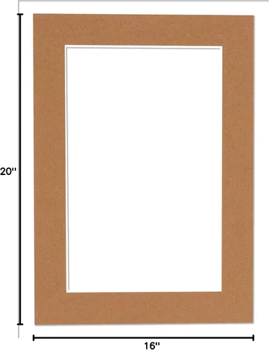 Vista 9 de Matboard precortado de 16 x 20 pulgadas para fotos de 12 x 16 pulgadas, color marrón roble envejecido sin ácidos, con tablero de respaldo y bolsa