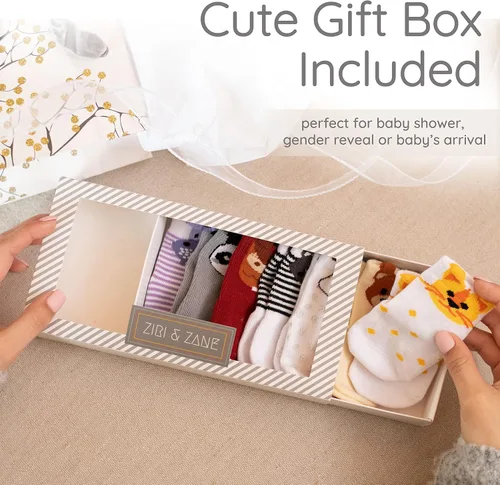 Vista 3 de ZIRI ZANE Juego de regalo de calcetines para bebé regalos para bebés recién nacidos para niños y niñas 7 pares únicos bonito y divertido regalo