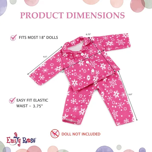 Vista 5 de Emily Rose Pijama de copo de nieve rosa y blanco de 18 pulgadas, en caja de regalo, 2 piezas de la marca estadounidense para muñecas de 18 pulgadas