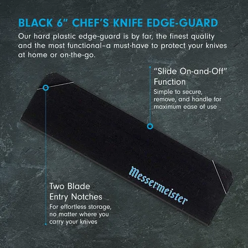 Vista 2 de Messermeister Protector de bordes de chef de 6 pulgadas, color negro, accesorio de seguridad funcional y de moda para cuchillos de chef y de hoja