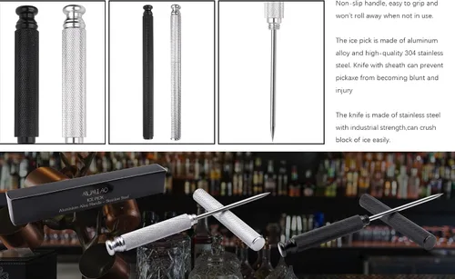 Vista 8 de Púas de hielo con mango de aleación de aluminio, cuchillo de acero inoxidable con cubierta de seguridad, herramienta de cocina para restaurante