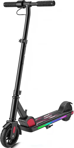 Vista 4 de [Usado] Caroma E35 Kids Electric Scooter for Ages 8-12, 150W Motor Up to 7 Miles Range & 10 MPH Speed, LED Display, Colorful Rainbow Lights Rojo