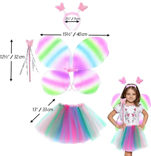 Vista 4 de Seawhisper Princess Girls Dress Up Trunk Clothes for Kids Toddler Pretend Play Ladybug Bee Butterfly Costume Accessories