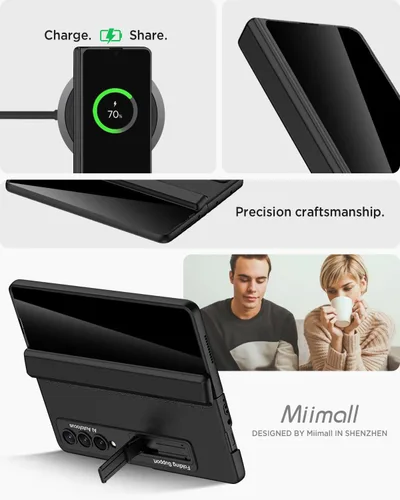 Vista 7 de Miimall Funda para Samsung Galaxy Z Fold 4 con protector de pantalla de privacidad, soporte ajustable integrado y protección magnética de bisagra