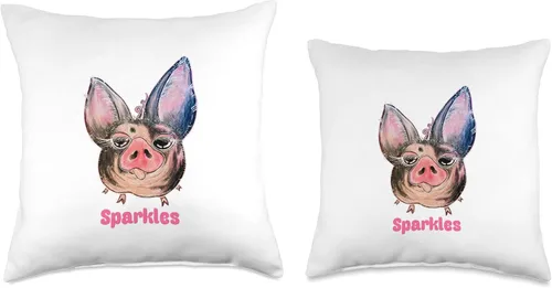 Vista 3 de Farm Animals Live Sparkles The Pig - Almohada (16 x 16 pulgadas), multicolor