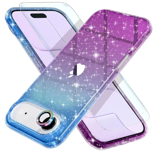 Vista 39 de Choiche, funda para iPhone 14 de mujer, brillante, protección de grado militar, 2 cubiertas de lentes de cámara Diamond, 2 protectores de vidrio