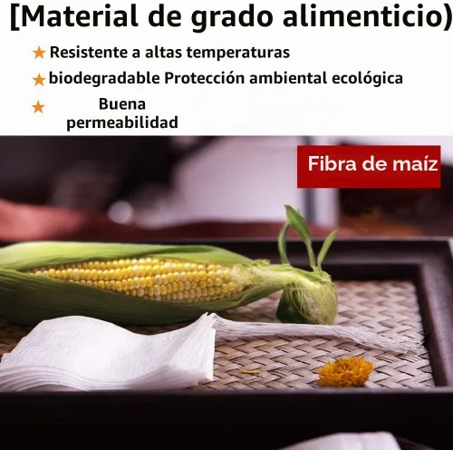 Vista 2 de 100 bolsas de té desechables para té de hojas sueltas, bolsas de filtro de té biodegradables con cordón, bolsas de té vacías de fibra de maíz