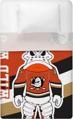 Vista 4 de Sleep Squad Anaheim Ducks Wild Wing Mascot - Manta de felpa Raschel de 60 x 80 pulgadas, una manta de mascota de la NHL