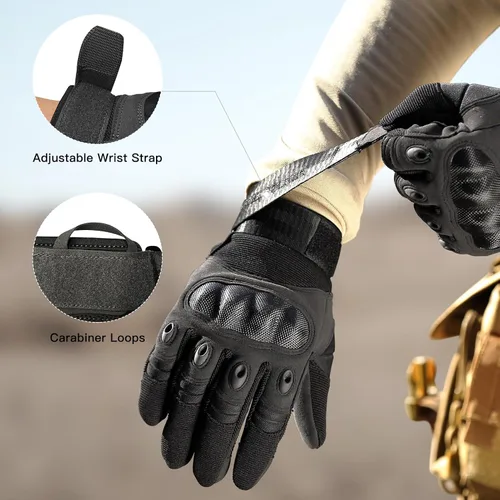 Vista 5 de FREE SOLDIER Guantes de exterior para hombres, guantes de motocicleta para ciclismo, senderismo, camping, escalada, guantes de airsoft