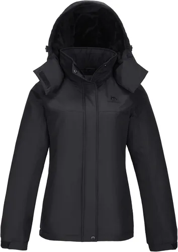Vista 2 de GOLDEN CAMEL Chaqueta de esquí de invierno para mujer, impermeable, resistente al viento, con capucha, para snowboard, para exteriores