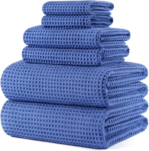 Vista 10 de POLYTE Juego de toallas de baño de gran tamaño de microfibra de secado rápido de 430 GSM, sin pelusas, 6 piezas (tejido de gofre)