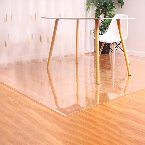 Vista 4 de Mantel transparente de PVC de 0.079 in, protector de mesa de plástico transparente, impermeable, resistente al calor, para mesa de comedor, oficina
