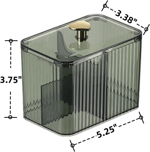 Vista 2 de Soporte para hisopos de algodón con 3 compartimentos, organizador de almacenamiento de tocador de baño verde