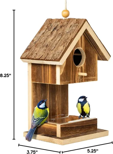 Vista 8 de Casas de pájaros para colgar en el exterior, comedero para colibríes, cardenal Wren, pájaros silvestres, pájaros silvestres, pequeña casa de pájaros