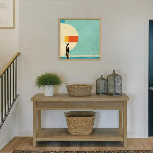 Vista 5 de Amanti Art Framed Canvas Wall Art 22x22 Mid Century Pool by Layla Oz, Framed Wall Art Canvas, Abstract Artwork, Modern Decor, Medium Poster Painting