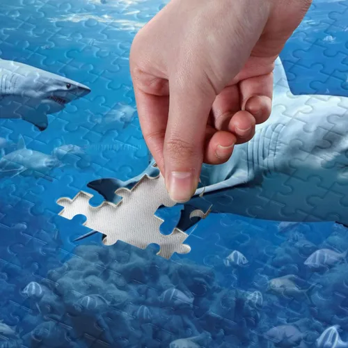 Vista 4 de Rompecabezas de tiburones de 1000 piezas para adultos, juego de rompecabezas grande desafiante para adultos y adolescentes, 29.5 x 19.7 pulgadas