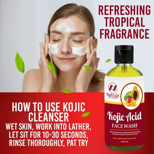 Vista 5 de Jabón facial y corporal de ácido kójico, jabón natural de ácido kójico para hiperpigmentación, jabón iluminador de la piel para reducir el acné