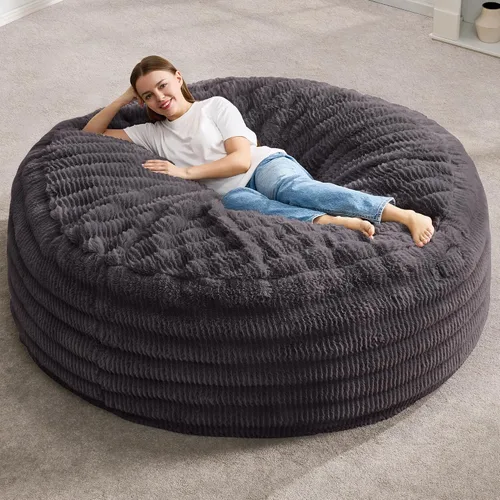 Vista 20 de Hobestluk Sillas Puf para Adultos, Silla Puf con Relleno, Sillas Puf Grandes con Funda Esponjosa en Relieve, Sillas Puf Gigantes para Adultos