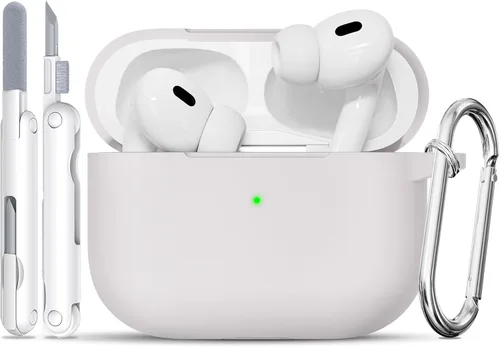 Vista 22 de Funda para AirPods Pro, funda de silicona suave compatible con Airpods Pro de 2ª/1ª generación para mujeres y niñas, con kit de limpieza y llavero 1