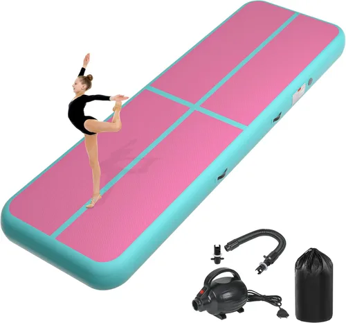 Vista 16 de Colchoneta inflable de gimnasia de 6, 10, 13, 16, 20 pies, 4/8 pulgadas de grosor, con bomba de aire eléctrica para uso doméstico, entrenamiento