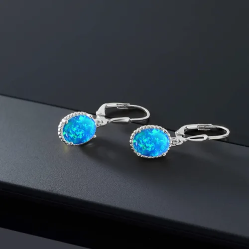 Vista 96 de Gem Stone King Aretes colgantes de gota para mujer, plata de ley 925, piedra natal ovalada de 0.354 x 0.276 in, joyería fina, regalos para ella