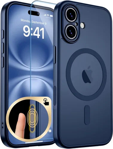 Vista 374 de zapica Funda magnética para iPhone Air, con protector de pantalla de vidrio templado, compatible con MagSafe, translúcida mate, a prueba de golpes