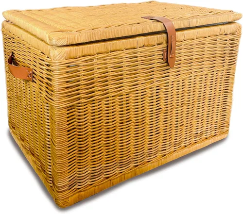 Vista 3 de The Basket Lady, baúl profundo de mimbre para almacenamiento