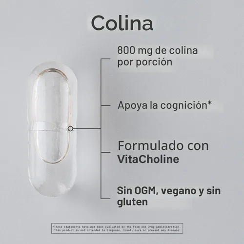 Vista 2 de Sports Research ® Colina extra fuerte de 800 mg – Nutrientes esenciales con VitaCholine ® para apoyo al enfoque – Certificado vegano • Sin OMG • Sin