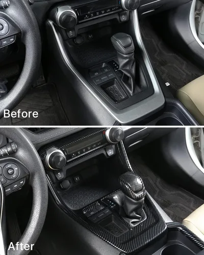 Vista 3 de para RAV4 2019-2025 Panel Protector de Cambios, Adornos del Portavasos, Cubierta del Pomo de Cambios Interior Consola Central Antiarañazos