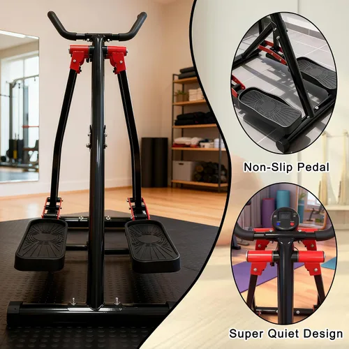 Vista 5 de Máquina de ejercicios Air Walker, entrenador elíptico Space Walker con pantalla LCD, resistencia ajustable para uso doméstico