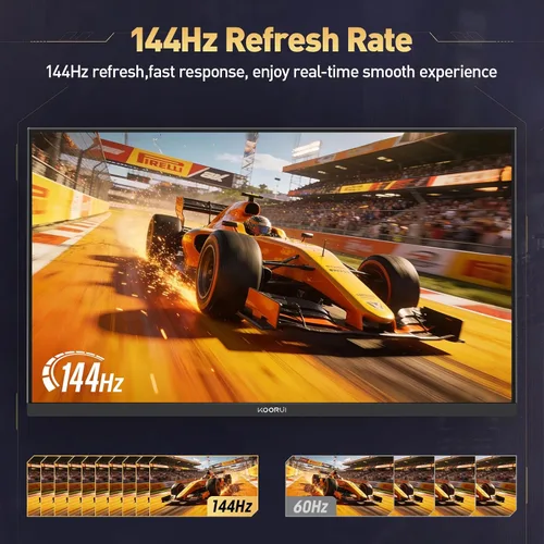 Vista 2 de KOORUI Monitor de juegos de 24 pulgadas 144Hz Full HD 1920 x 1080p IPS ultra delgado con HDMI VGA, sincronización adaptativa, 99% SRGB, VESA