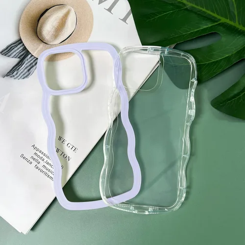 Vista 3 de LOEV Funda transparente diseñada para iPhone 7 Plus, iPhone 8 Plus con borde ondulado, bonita funda transparente con forma de onda rizada, a prueba