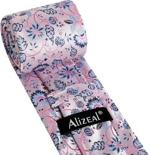 Vista 18 de Alizeal Mens 3.15inches Leaf Flower Pattern Tie with Floral Pocket Square Set
