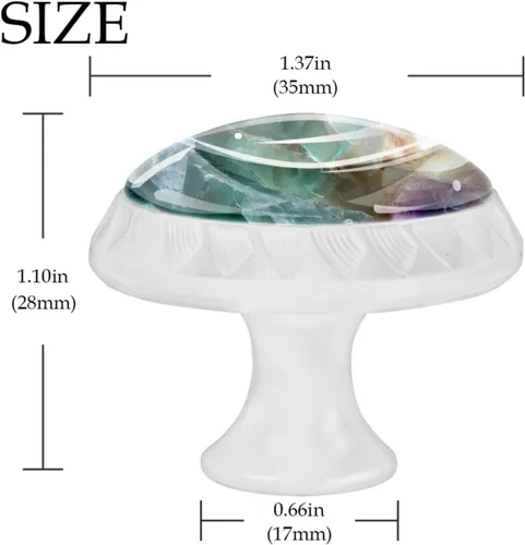 Vista 4 de NEWzone 4 Pack Dresser Drawer Cabinet Knobs Agate Marble Round Shape Crystal Glass Knobs Pulls Handles for Kitchen Wardrobe Cupboard Door Hardware