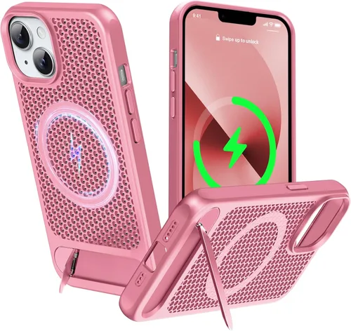 Vista 42 de Funda magnética de disipación de calor para iPhone 13 Pro Max, para MagSafe, protección contra caídas Coolingf, funda con función atril ajustable