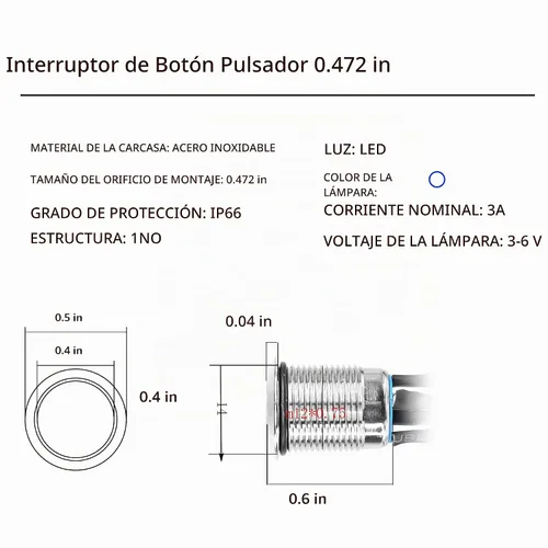 Vista 6 de YACSEJAO botón de encendido del metal del chasis de 39.4 ft m, interruptor de DIY del ordenador con el LED azul