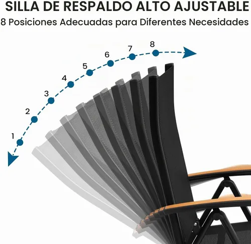 Vista 5 de Crestlive Products Juego de 2 sillas plegables para patio, sillas Negro