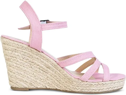 Vista 7 de TF STAR Sandalias casuales de cuña con hebilla y correa de tobillo y plataforma para mujer