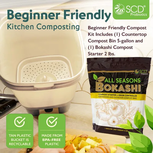Vista 2 de SCD Probiotics K100 Compostera de interiores para todas las temporadas, cubeta con Bokashi