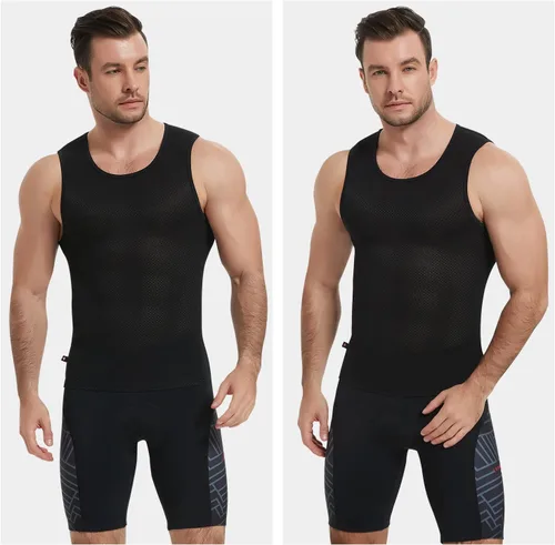 Vista 4 de Santic Ciclismo capa base para hombre Ciclismo Tank Top sin mangas Ciclismo Jersey Undershirt Chaleco de secado rápido estrella