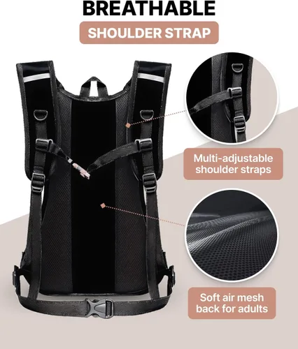 Vista 4 de Owleys Mochila de hidratación - Mochila de hidratación ligera e impermeable Bolsa de agua de 2 litros Mochila para correr y ciclismo
