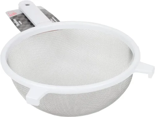Vista 2 de Rocky Mountain Goods Colador clásico de malla con asa, colador de cocina de acero inoxidable de 8 pulgadas de diámetro para arroz, pasta, hornear