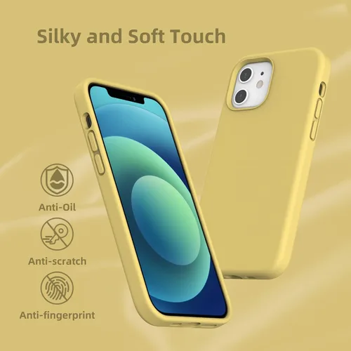 Vista 155 de Funda de silicona líquida compatible con iPhone 12 Pro Max 6.7 pulgadas, funda de gel de protección completa con forro de microfibra, funda