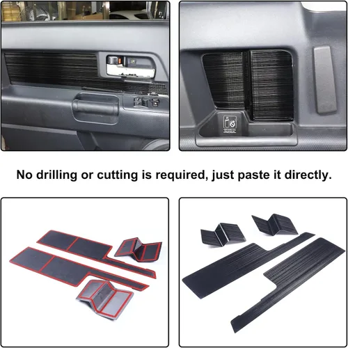 Vista 4 de Aunginsy Cubierta de moldura de panel de puerta interior de coche Compatible con Toyota FJ Cruiser 2007-2021 Protección de panel de manija de puerta