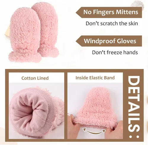 Vista 6 de Conjunto de gorro y manoplas de forro polar para bebé, gorro de invierno para niños pequeños, bufanda cálida con orejas de bebé, bufandas