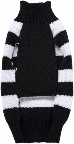 Vista 5 de Suéter de dos patas de algodón acanalado para Halloween, cuello alto a rayas alces estampado de Navidad para Teddy, Chihuahua, Shih Tzu, Yorkshire