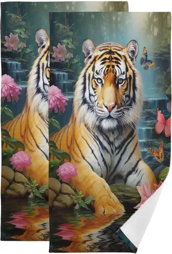 Vista 34 de Juego de 2 toallas de baño de color morado, remolques de mano de lobo, toallas de baño, toallas suaves y absorbentes para baño, cocina, gimnasio