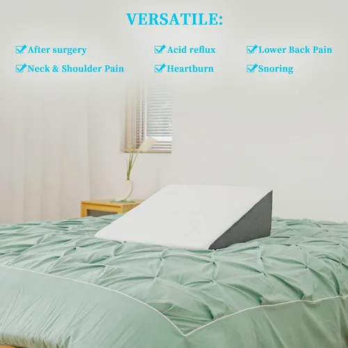 Vista 6 de Almohada de cuña para cama Touchutopia para dormir, almohada de cuña triangular de 8" 24" 24", parte superior de espuma viscoelástica refrescante