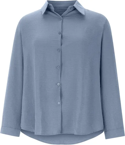 Vista 2 de Camisas de manga larga con botones para mujer, camisetas casuales de moda con cuello en V y cuello en V, blusas lisas de ajuste holgado