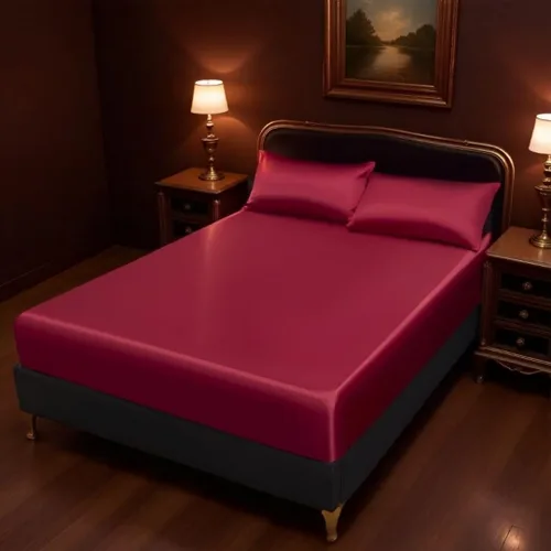 Vista 6 de Juwenin Home Juego de sábanas bajeras de satén sedoso de 2 piezas, suave y cómodo, para dormitorio, habitación de invitados